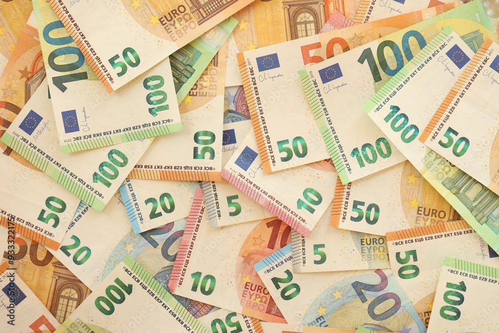 Pile of euro paper banknotes as finance background Pile of euro paper banknotes as finance background