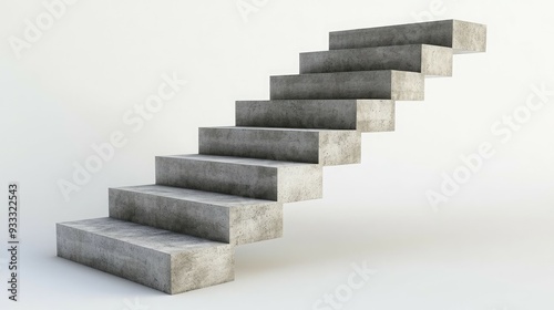 Concrete steps leading upwards in an abstract design with a white background.