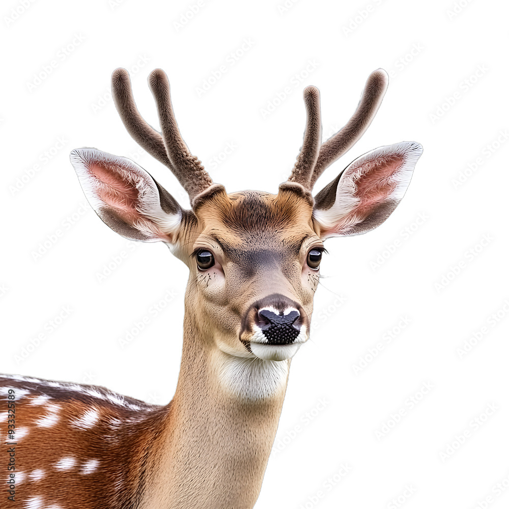 Obraz premium [Transparent Background PNG]Closeup Portrait of a Young Fawn with White Background
