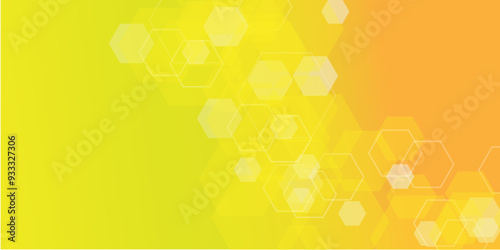 Background Yellow hexagon pattern look like honeycomb vector, Computer network concept