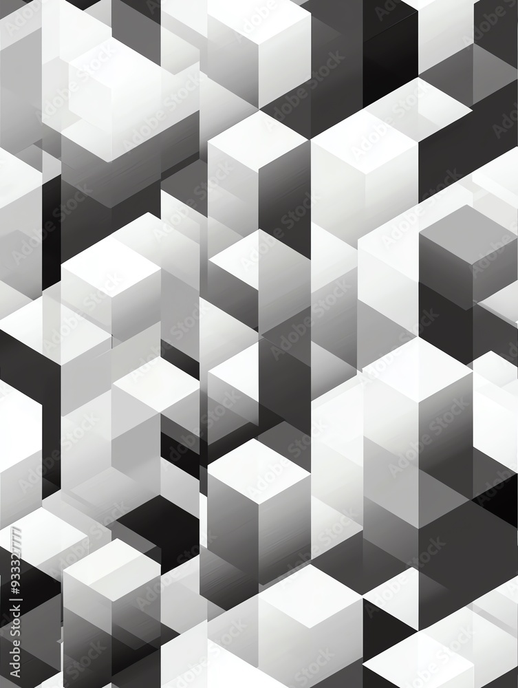 Obraz premium Abstract geometric pattern with black and white cubes.