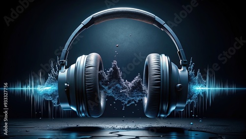 A distorted, crackling audio waveform on a dark background, with broken headphones and shattered speakers, conveying a sense of poor sound quality and frustration.