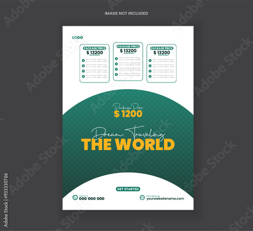 Travel flyer design also travel holiday flyer layout vector template
