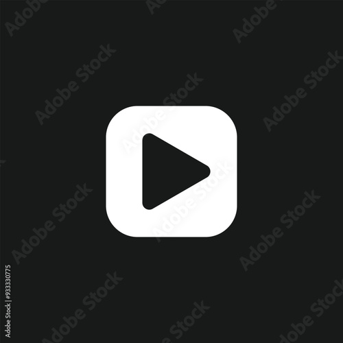 Play button icon on black background. Vector