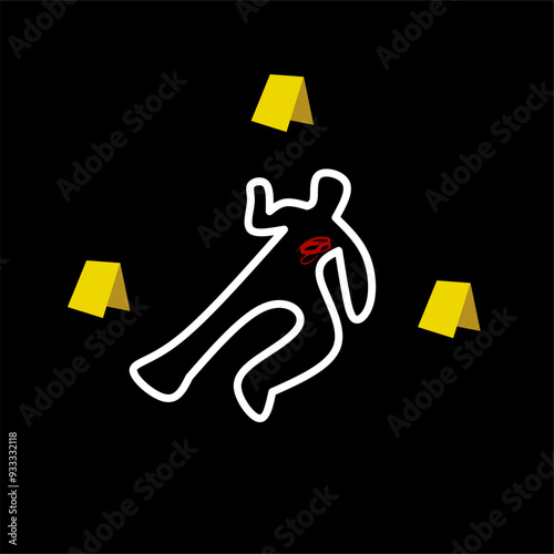 Murder scene illustration flat design