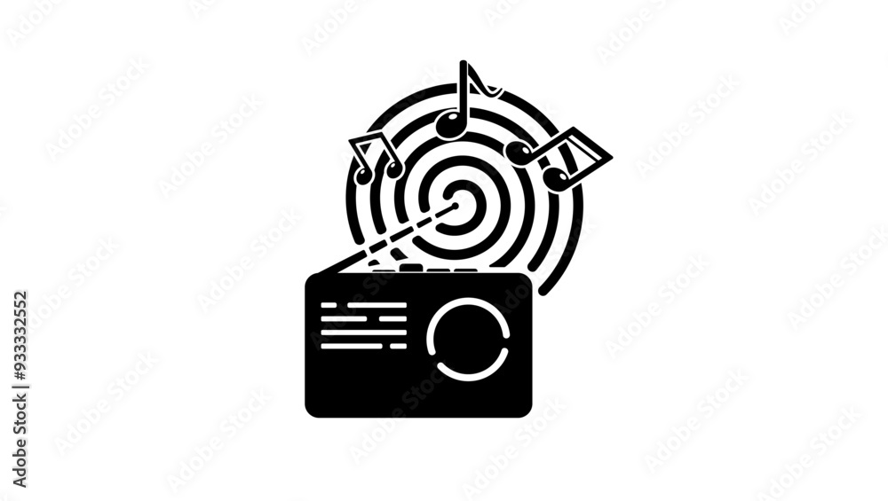 music radio station, black isolated silhouette music radio station, black isolated silhouette