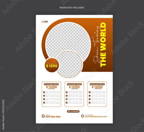Travel flyer design also travel holiday flyer layout vector template

