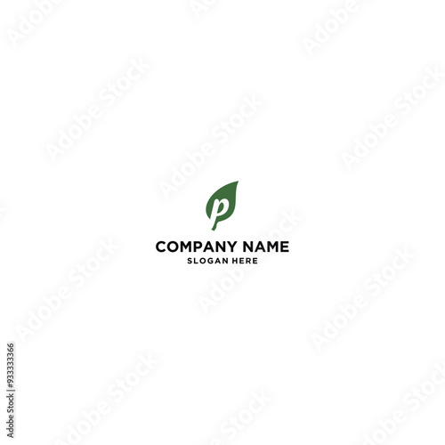 letter P leaf logo Stock Vector