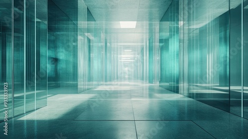 Wallpaper Mural Empty hallway with glass walls and concrete ceiling. Torontodigital.ca