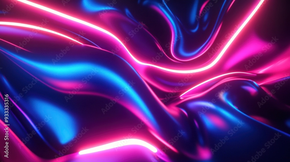 Abstract Neon Glow on Wavy Surface Abstract Neon Glow on Wavy Surface