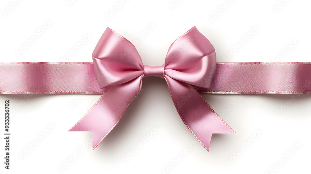 Pink silk ribbon with bow in vector style isolated on white background. Pink silk ribbon with bow in vector style isolated on white background.