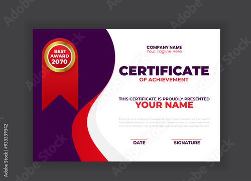 Modern and creative Business Certificate with Red Shapes template designModern and creative Business Certificate with Red Shapes template design Moder and creative Business Certificate with Red Shapes