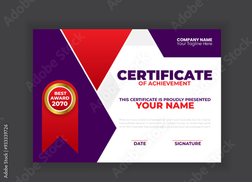 Modern and creative Business Certificate with Red Shapes template designModern and creative Business Certificate with Red Shapes template design Moder and creative Business Certificate with Red Shapes