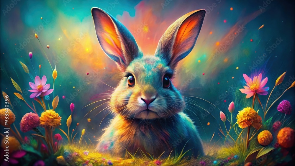 Whimsical and colorful bunny rabbit art , cute, playful, vibrant, animal, Easter, design, cartoon, fluffy, happy, artwork Whimsical and colorful bunny rabbit art , cute, playful, vibrant, animal, Easter, design, cartoon, fluffy, happy, artwork