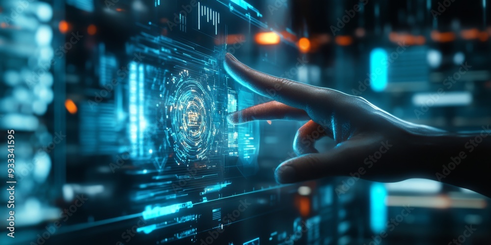 Futuristic Holographic User Interface: Glowing Elements and Data Visualizations Futuristic Holographic User Interface: Glowing Elements and Data Visualizations
