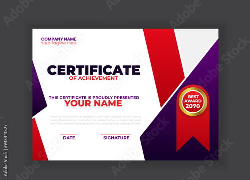 Modern and creative Business Certificate with Red Shapes template designModern and creative Business Certificate with Red Shapes template design Moder and creative Business Certificate with Red Shapes