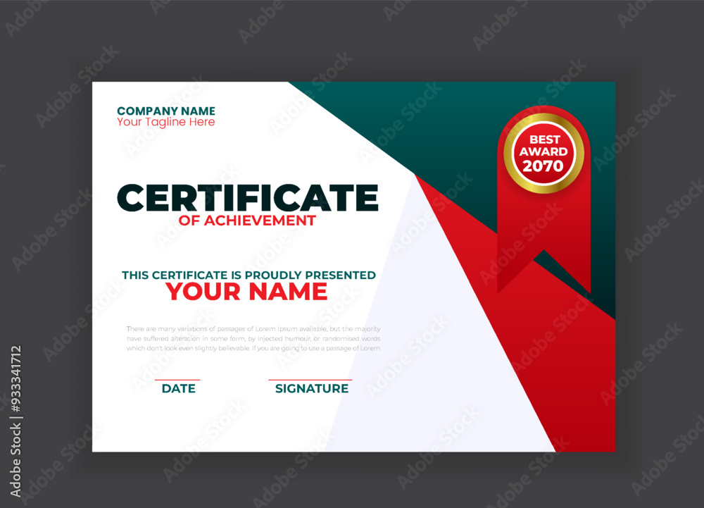Modern and creative Business Certificate with Red Shapes template ...