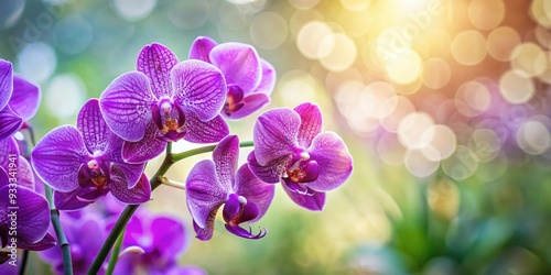 Purple orchids in focus against a blurred bokeh background, purple, orchids, flowers, bokeh, background, floral, vibrant