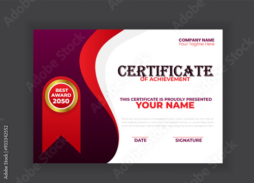 Modern and creative Business Certificate with Red Shapes template designModern and creative Business Certificate with Red Shapes template design Moder and creative Business Certificate with Red Shapes
