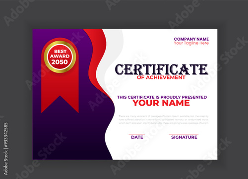 Modern and creative Business Certificate with Red Shapes template designModern and creative Business Certificate with Red Shapes template design Moder and creative Business Certificate with Red Shapes
