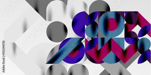 Colorful simple dynamic geometric forms circles lines and round shapes. Mosaic techno art concept. Vector Illustration For Wallpaper, Banner, Background, Card, Book Illustration, landing page