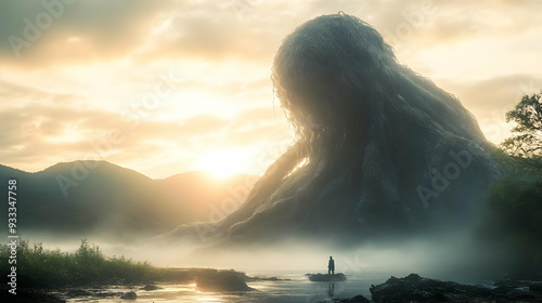 A lone figure stands before...