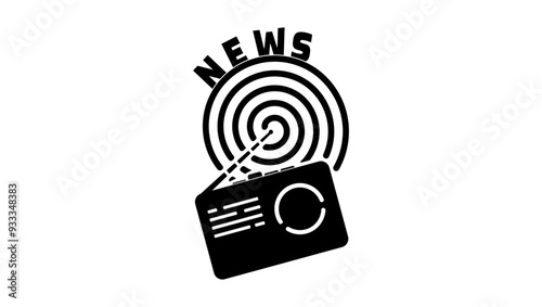 news radio station, black isolated silhouette