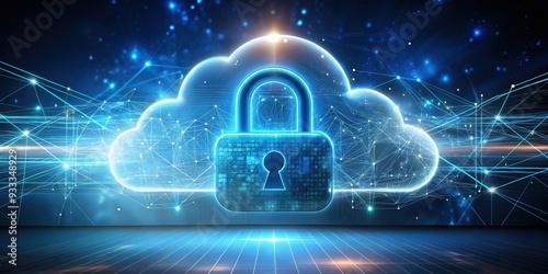 Wallpaper Mural Cloud security concept with padlock and glowing lines, cloud, security, concept, padlock, technology, digital, internet Torontodigital.ca