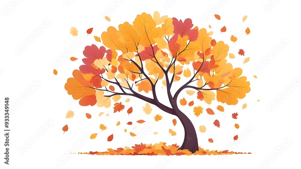 Fototapeta premium Autumn background of a landscape illustration.