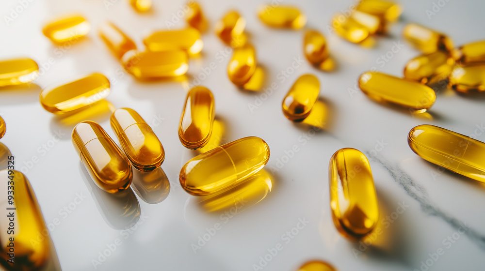 Slimming capsules artfully arranged on a smooth, white background, highlighting their importance in diet and fitness-related content Slimming capsules artfully arranged on a smooth, white background, highlighting their importance in diet and fitness-related content