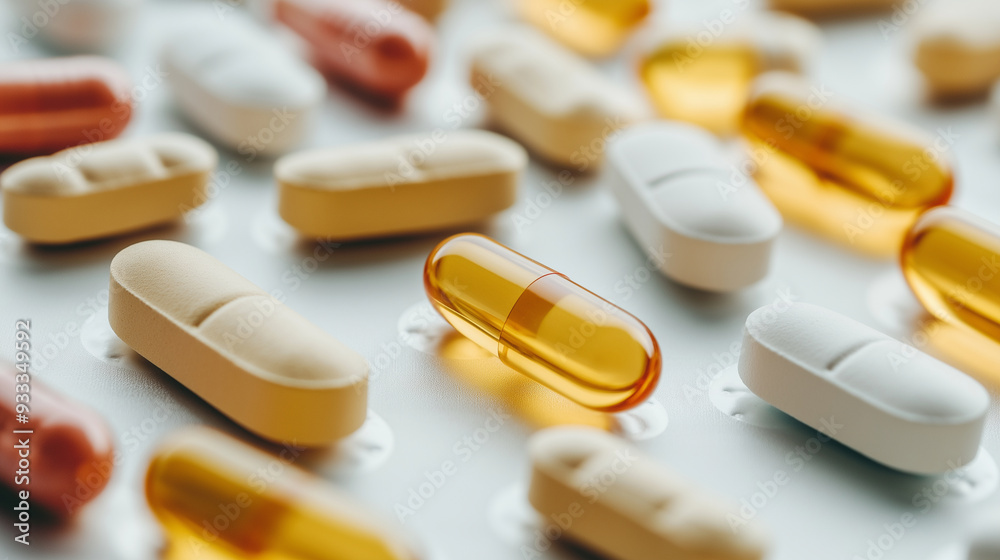 Slimming capsules displayed on a spotless white background, ideal for emphasizing the importance of medication in diet and fitness Slimming capsules displayed on a spotless white background, ideal for emphasizing the importance of medication in diet and fitness