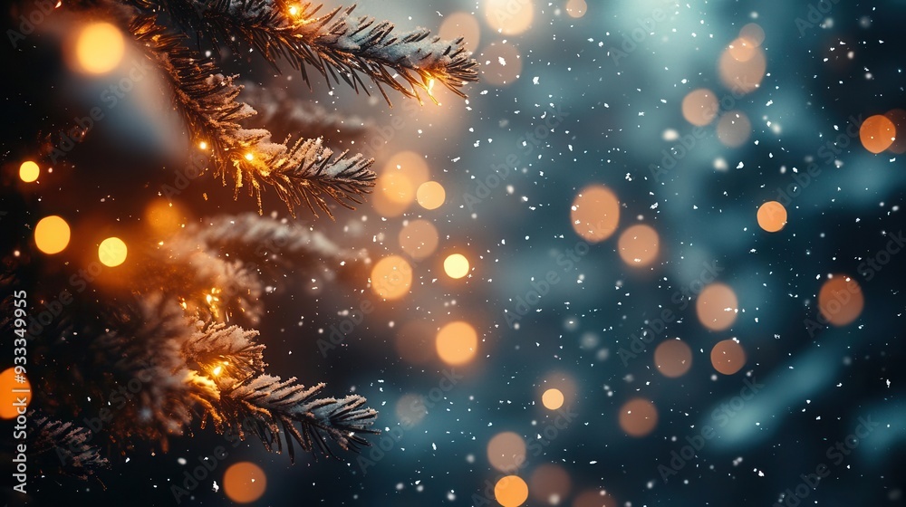 enchanting bokeh of holiday lights in a snowy scene soft focus creates a magical atmosphere of twinkling illumination against a backdrop of gently falling snowflakes enchanting bokeh of holiday lights in a snowy scene soft focus creates a magical atmosphere of twinkling illumination against a backdrop of gently falling snowflakes