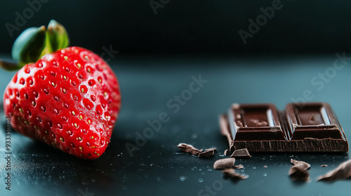 A juicy strawberry contrasted with a square of chocolate, highlighting the impact of natural versus processed foods on fitness and health