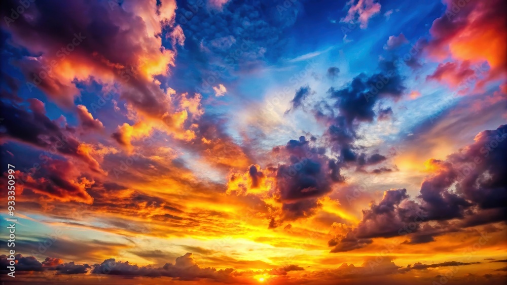 Colorful dramatic sky with clouds at sunset, sunset, sky, clouds, colorful, dramatic, vibrant, dusk, nature, horizon