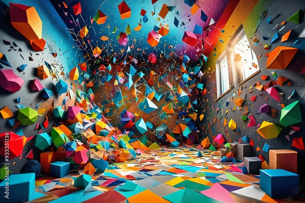Fototapeta premium Colorful Room with Geometric Shapes
