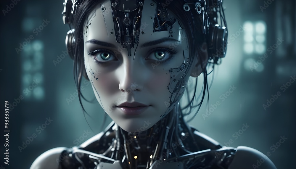 Futuristic Female AI Robot: AGI Representation with Human-Like Features Futuristic Female AI Robot: AGI Representation with Human-Like Features