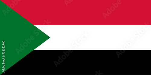 The official national flag of Sudan. Flag of the Republic of the Sudan. Correct proportions and colors. Vector illustration
