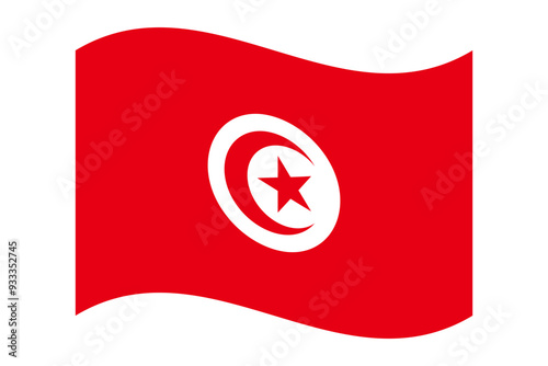 Wavy flag of Tunisia, isolated on transparent background. Flag of the Republic of Tunisia. Vector illustration