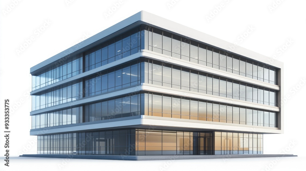 Modern glass building with a white facade and a glass entrance.