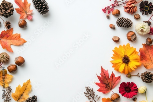 Autumnal Floral Arrangement with White Background photo