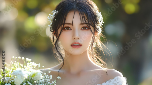 Beautiful bride with flower...