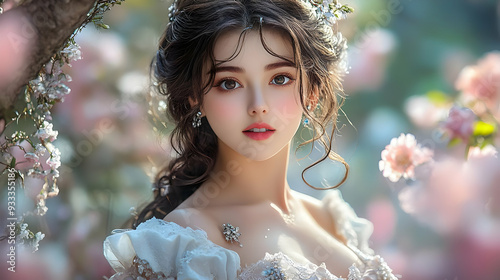 Beautiful woman with flower...