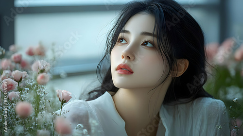 Beautiful young woman with ...