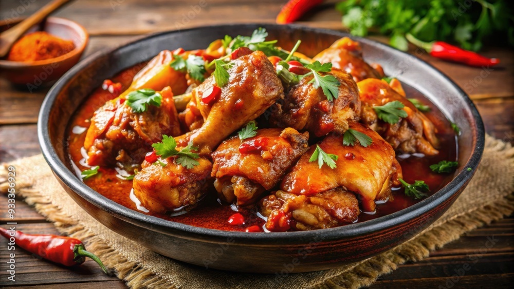 Delicious and tender braised spicy chicken with a mouth-watering sauce , braised, spicy, chicken, food, dish, recipe, savory Delicious and tender braised spicy chicken with a mouth-watering sauce , braised, spicy, chicken, food, dish, recipe, savory