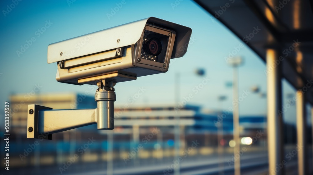 Modern home security camera with advanced technology monitoring area with vigilance Modern home security camera with advanced technology monitoring area with vigilance