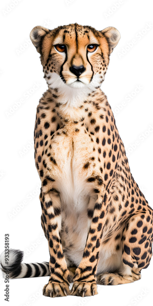 Fototapeta premium [Transparent Background PNG]Cheetah Sitting On White Background