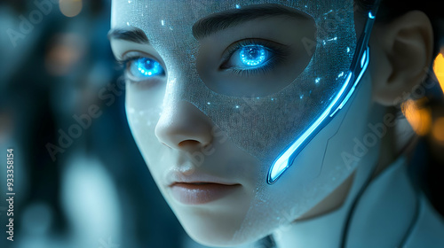 Close-up of a futuristic wo...