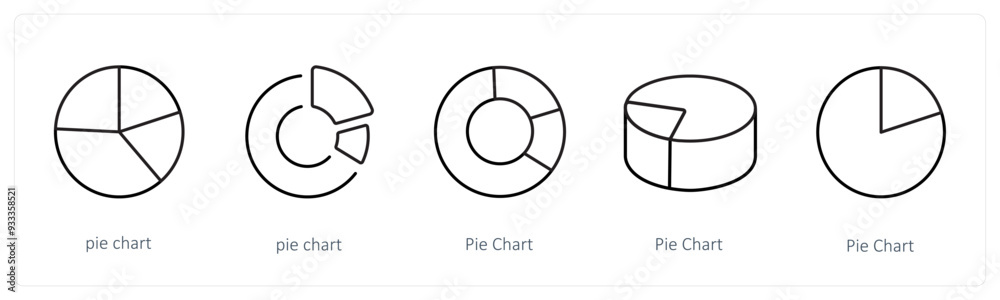 A set of 5 diagram and report icons such as pie chart, chart, graph A set of 5 diagram and report icons such as pie chart, chart, graph
