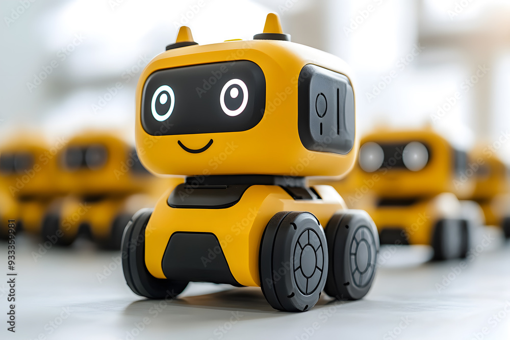 3D Modern self-driving robots in the city 3D Modern self-driving robots in the city