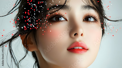 Close-up of a woman's face ...